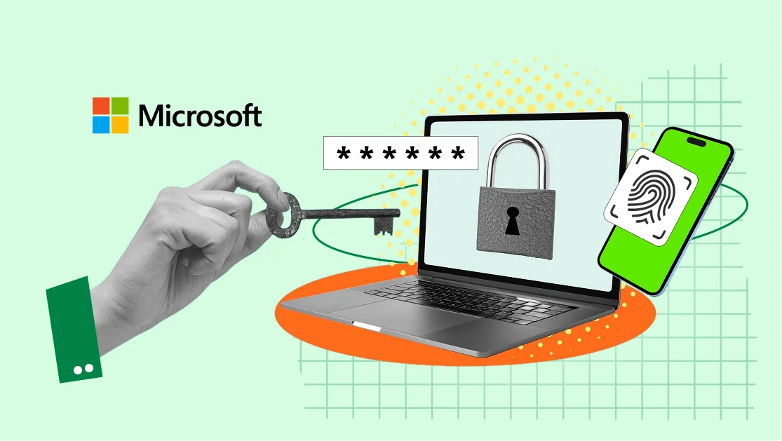 Schematic image symbolizing multi-factor protection of corporate data
