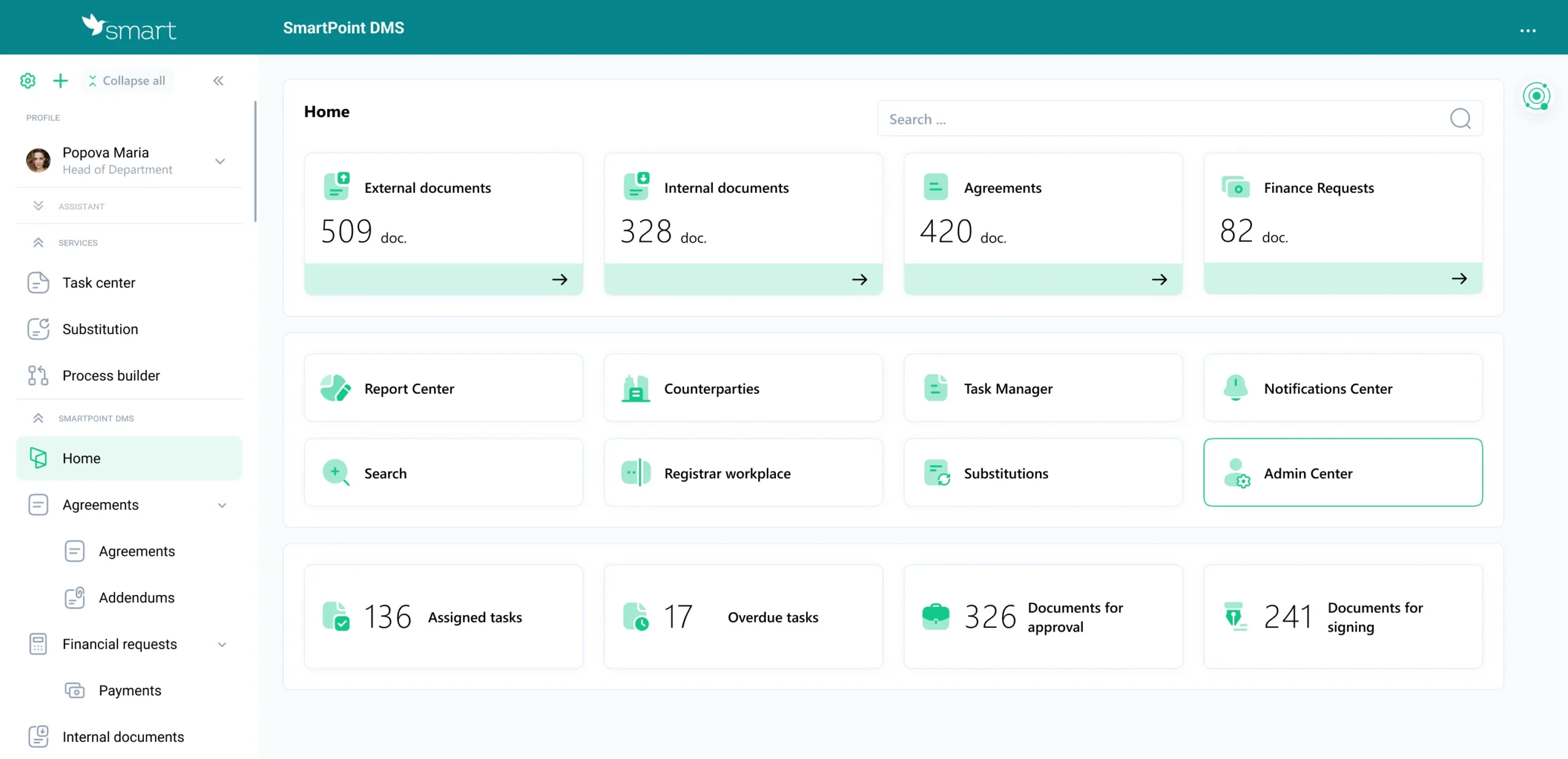 zrzut ekranu interfejsu rozwiązania SmartPoint DMS
